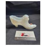 Fenton art glass slipper