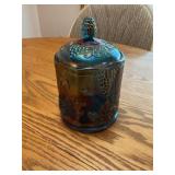 Iridescent, carnival glass candy dish