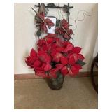 Artificial Poinsettia and metal decor