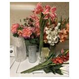 Artificial flowers and vases