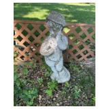 Cement statue with bird