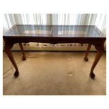Glass top hallway claw foot table