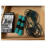 Weights, compression socks, cord