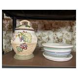 Two pieces stoneware decor