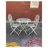 Metal Folding table, chairs, and sign