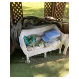 Wicker sofa and end table