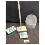 First aid cases and galvanized planter