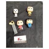 Pezz dispenser and  Funko pop snoopy characters
