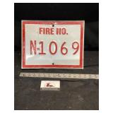 Metal sign fire number ï¿½ 1069