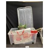 Large clear tote with lid and Holiday decor
