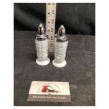 Milk, glass salt, and pepper shakers