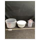 Soap, measuring and mixing bowls
