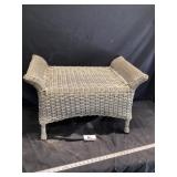 Wicker bench approximately 29 x 18 x 19 tall