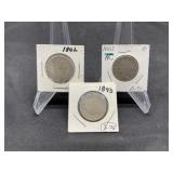 3 Early Liberty Nickels 1883,1892,1893