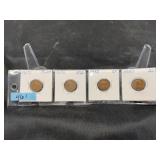Card of 4 Lincoln Pennies 1917-S to 1933-D