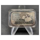 1989 Silver Towne 1oz .999 Silver Bar