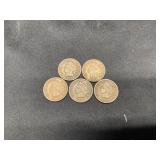 Group of 5 Indian Head Pennies 1893-1902