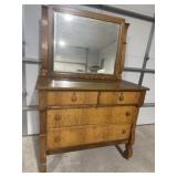 Tiger oak dresser with mirror