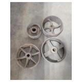 Vintage cast iron belt pulleys