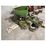 Tote of primitive Christmas decor