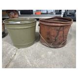 2 galvanized snowman buckets