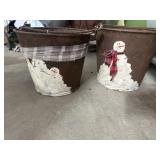 2 Galvanized snowman buckets