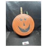 Galvanized feed bucket painted pumpkin