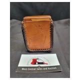 Wooden/leather match holder