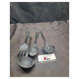 Vintage cast iron utensil set