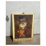 Hand painted primitive scarecrow window