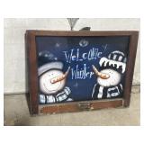 Hand painted snowman window