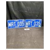 Vintage Iowa license plates