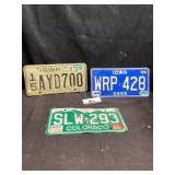 Vintage Iowa and Colorado license plates