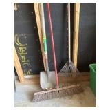 Broom, rake, shovel