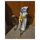 Candle holders and snowman decor