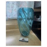 Teal vase marked made in Poland