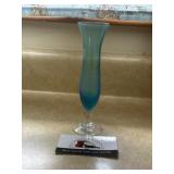 MCM teal glass bud vase