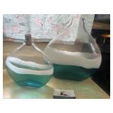 Teal and white decanter decor