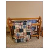 Quilt rack and blankets