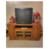 Tv stand, tv & decor