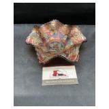 Vintage Fenton Merigold scalloped edge bowl