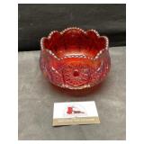 Indiana glass ruby red iridescent bowl