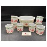 Vintage Hazel Atlas milk glass punch bowl set