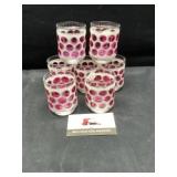 Libby Concord cranberry coin dot glasses