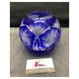 Bohemian cobalt blue cut glass bowl