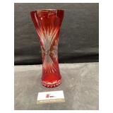 Bohemian red cut glass vase