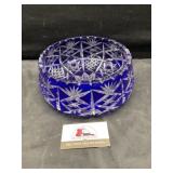 Bohemian cobalt blue cut glass bowl