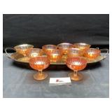 Marigold carnival glass goblets