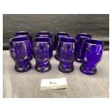 Blue glass drinking glasses