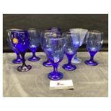 Blue glass stemware